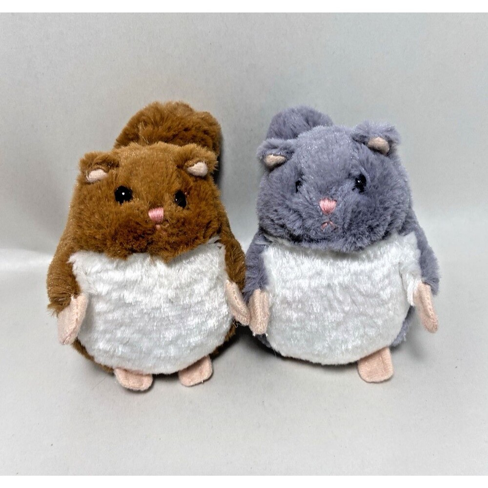 Ganz Beanbag Squirrels Lot of 2 Red and Grey Stocking Stuffers 4 inch NWOT